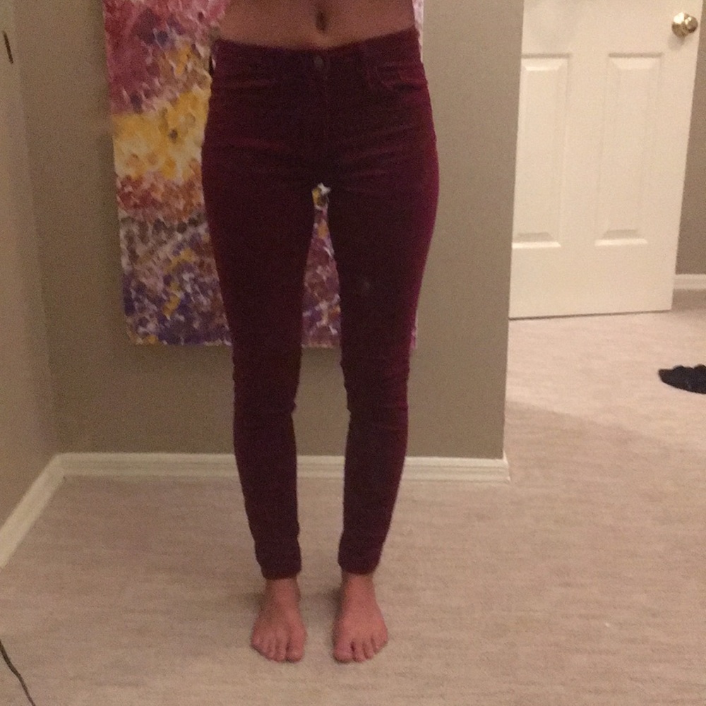 Red high rise skinny